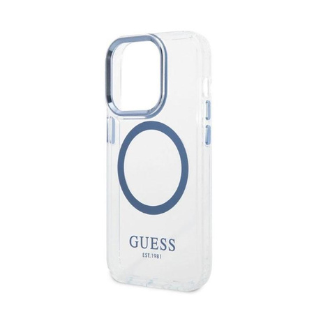 Guess Metal Outline Magsafe - Etui iPhone 14 Pro (przezroczysty / niebieski)