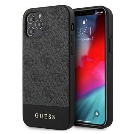 Guess 4G Bottom Stripe Collection - Etui iPhone 12 Pro Max (szary)