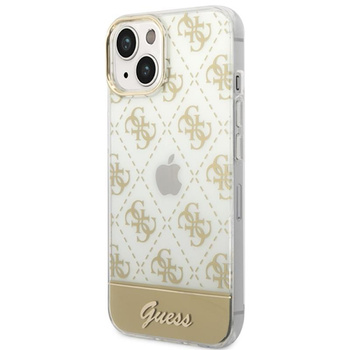 Guess 4G Stripe Script Logo Electroplated Pattern – Etui iPhone 14 Plus (złoty)