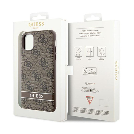 Guess 4G Printed Stripe - Etui iPhone 11 / iPhone XR (brązowy)