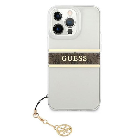 Guess 4G Stripe Brown Charm - Etui iPhone 13 Pro Max (przezroczysty)