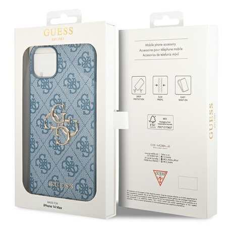 Guess 4G Big Metal Logo - Etui iPhone 14 (niebieski)