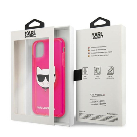 Karl Lagerfeld Choupette Head - Etui iPhone 11 (fluo różowy)