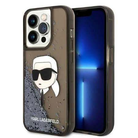 Karl Lagerfeld Liquid Glitter NFT Karl's Head - Etui iPhone 14 Pro (czarny)