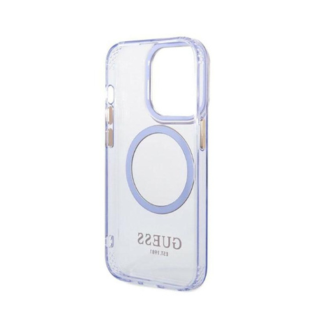 Guess Gold Outline Translucent MagSafe - Etui iPhone 14 Pro Max (fioletowy)