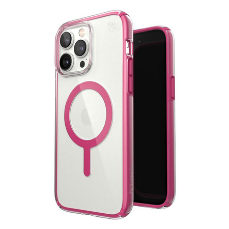 Speck Presidio Perfect-Clear with Impact Geometry + MagSafe - Etui iPhone 14 Pro Max z powłoką MICROBAN (Clear / Digital Pink)