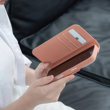 Moshi Overture MagSafe - Skórzane etui 3w1 z klapką iPhone 17 Pro (Misty Coral)