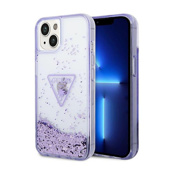 Guess Liquid Glitter Triangle Logo Case – Etui iPhone 14 Plus (fioletowy)