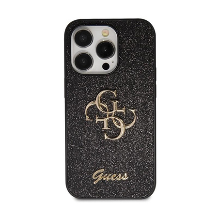 Guess Glitter Script Big 4G - Etui iPhone 14 Pro (czarny)