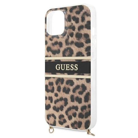 Guess Leopard Gold Stripe Crossbody - Etui iPhone 13