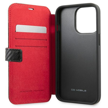 Ferrari Booktype On Track Carbon Stripe - Etui iPhone 13 Pro (czarny)