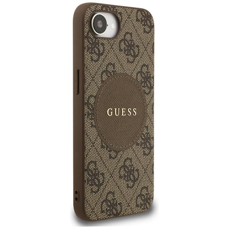 Guess 4G Circle Classic Logo MagSafe - Etui do iPhone 16e (brązowy)