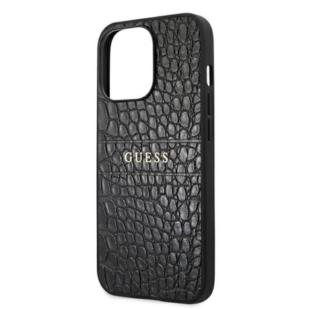 Guess Croco Stamp Lines - Etui iPhone 13 Pro Max (czarny)