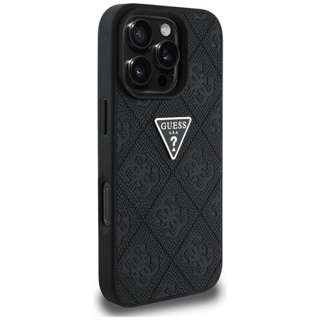 Guess Hot Stamp 4G Pattern Triangle Metal Logo - Etui do iPhone 16 Pro (czarny)