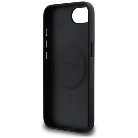 Guess Grained Ring MagSafe - Etui do iPhone 16e (czarny)