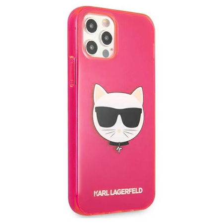 Karl Lagerfeld Choupette Head - Etui iPhone 12 / iPhone 12 Pro (fluo różowy)