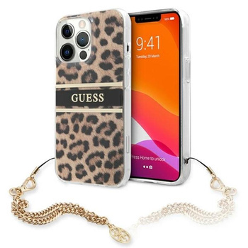 Guess Leopard Gold Chain - Etui iPhone 13 Pro Max