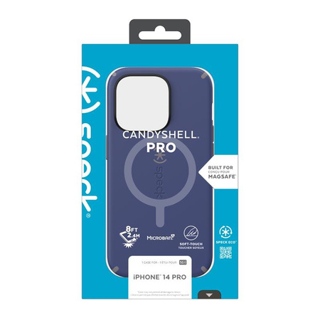 Speck CandyShell Pro + MagSafe - Etui iPhone 14 Pro z powłoką MICROBAN (Prussian Blue / Cloudy Grey)