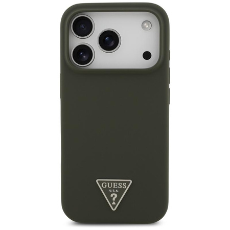 Guess Silicone Triangle Logo MagSafe - Etui iPhone 17 Pro (khaki)