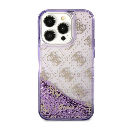 Guess Liquid Glitter Transculent 4G - Etui iPhone 14 Pro (Purpurowy)