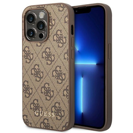 Guess 4G Metal Gold Logo – Etui iPhone 14 Pro Max (brązowy)