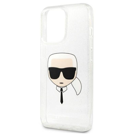 Karl Lagerfeld Karl's Head Glitter - Etui iPhone 13 Pro (srebrny)