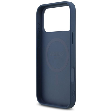 Guess Leather 4G Triangle Strass MagSafe - Etui iPhone 17 Pro Max (niebieski)