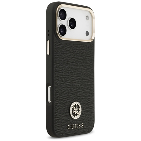 Guess Grained Strass Logo MagSafe - Etui iPhone 17 Pro Max (czarny)