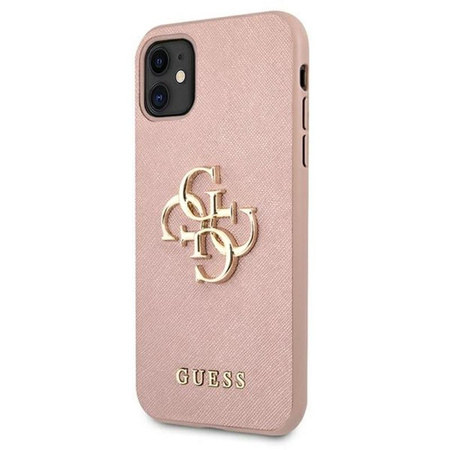Guess Saffiano 4G Big Metal Logo - Etui iPhone 11 (różowy)