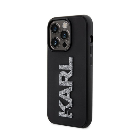 Karl Lagerfeld 3D Rubber Glitter Logo - Etui iPhone 15 Pro (czarny)