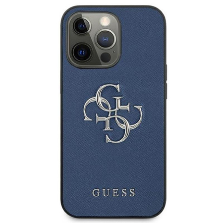 Guess Saffiano 4G Big Silver Logo - Etui iPhone 13 Pro Max (niebieski)
