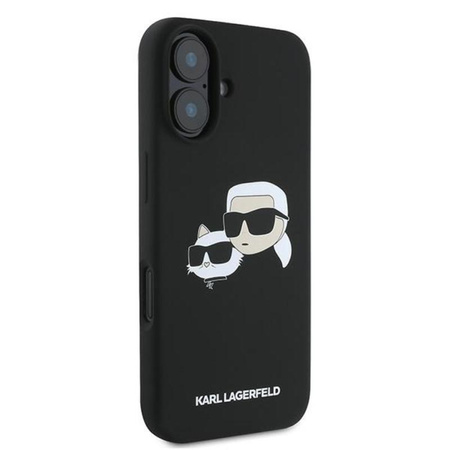 Karl Lagerfeld Silicone Double Heads Print MagSafe - Etui iPhone 16 Plus (czarny)