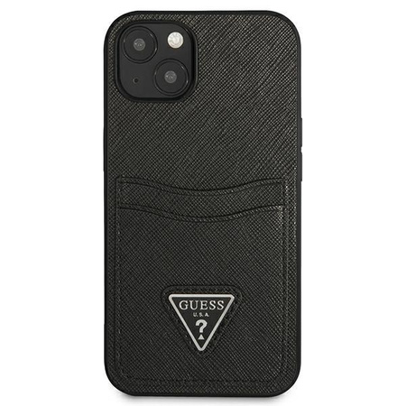 Guess Saffiano Double Card Triangle - Etui iPhone 13 (czarny)