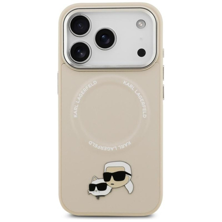 Karl Lagerfeld Karl & Choupette Pins MagSafe - Etui iPhone 17 Pro Max (beżowy)