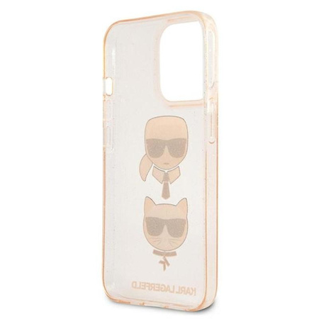 Karl Lagerfeld Glitter Karl & Choupette Head - Etui iPhone 13 Pro (złoty)