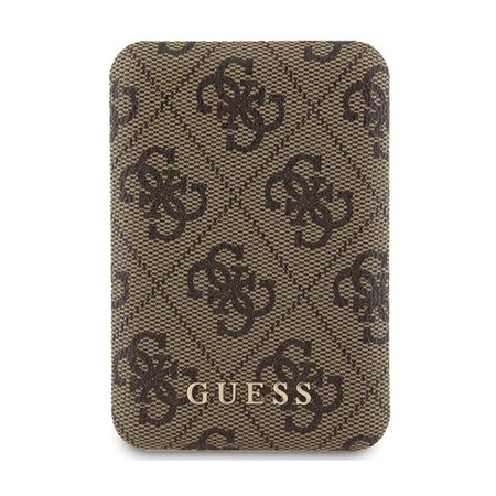 Guess 4G Leather Metal Logo MagSafe - Power Bank indukcyjny 5000 mAh 15W MagSafe (brązowy)