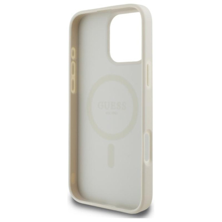 Guess Grained Ring MagSafe - Etui iPhone 16 Pro Max (beżowy)