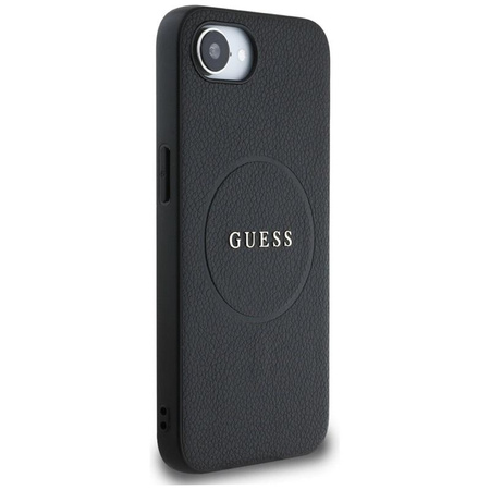 Guess Grained Ring MagSafe - Etui do iPhone 16e (czarny)