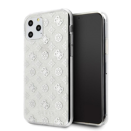 Guess 4G Peony Glitter - Etui iPhone 11 Pro (Srebrny)