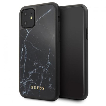 Guess Marble Tempered Glass Hardcase - Etui iPhone 11 (czarny)