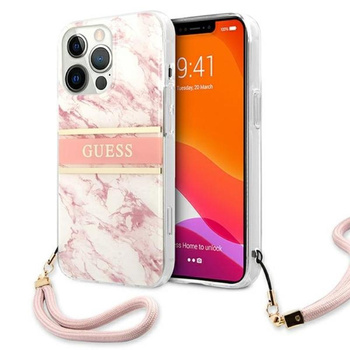 Guess Marble Strap - Etui iPhone 13 Pro (różowy)