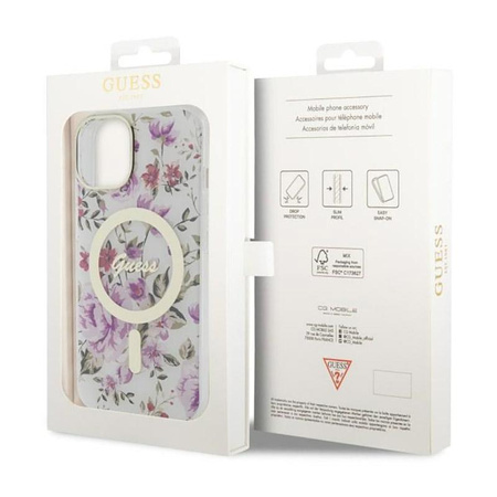 Guess Flower MagSafe - Etui iPhone 14 (Przezroczysty)