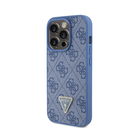 Guess Leather 4G Triangle Strass - Etui iPhone 15 Pro (niebieski)