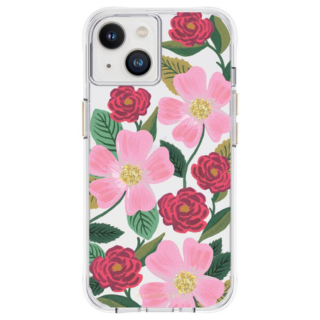 Rifle Paper Clear - Etui iPhone 14 zdobione złotem (Rose Garden)