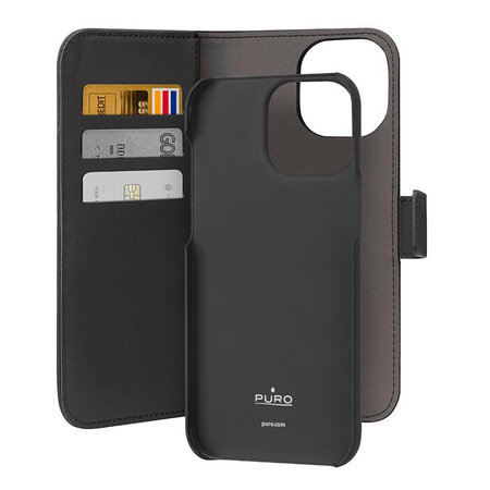 PURO Wallet Detachable - Etui 2w1 iPhone 15 Pro (czarny)