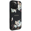 Guess Grained Printed Flower Pattern MagSafe - Etui do iPhone 16 Pro (czarny)