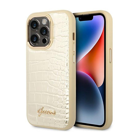 Guess Croco Collection – Etui iPhone 14 Pro Max (złoty)