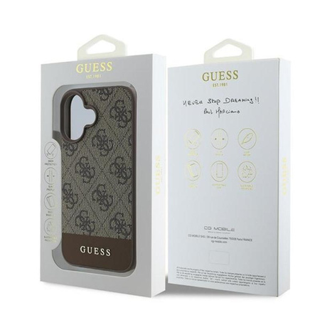 Guess 4G Bottom Stripe - Etui iPhone 16 Plus (brązowy)