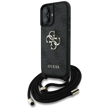 Guess 4G Big Logo Cord Strap Crossbody - Etui do iPhone 16 (czarny)