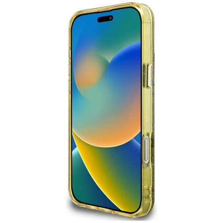 Guess IML Metal Glitter 4G Circle Triangle MagSafe - Etui do iPhone 16 Pro (brązowy)